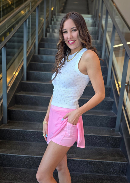 Have Your Moment Pink Mesh Skort