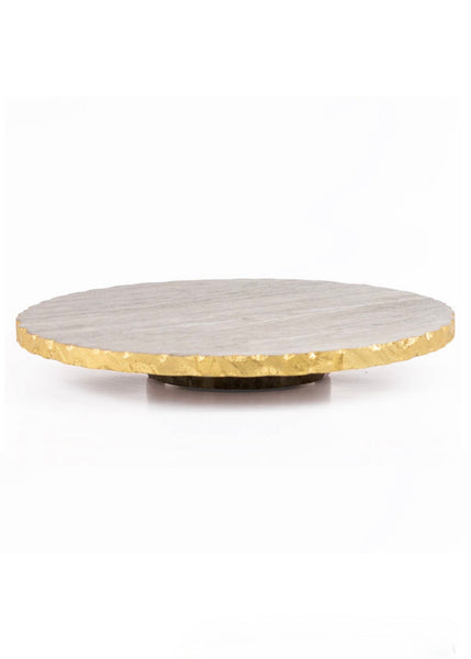 Strasbourg Marble Lazy Susan   Taupe/Gold   12x1.5x12