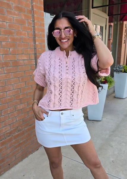 Lacy Micro Mini White Denim Skirt