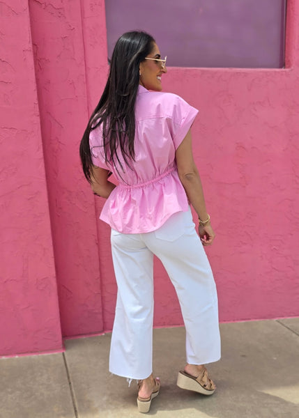 Summer Love Pink Tie Waist Top