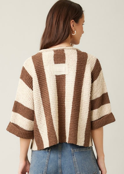It's Giving Fall Vibes Brown Striped Sweater