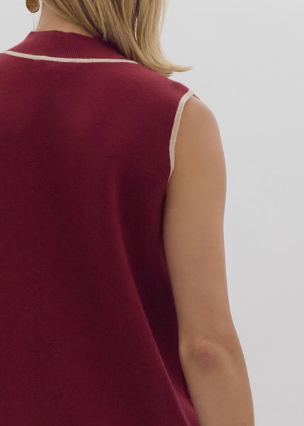 Forever Fabulous Merlot Sleeveless Sweater Dress