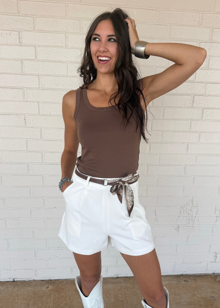 Thinkin Bout You Brown Studded Tank Top