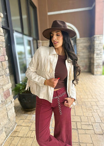 Country Girl Ivory Suede Fringe Jacket
