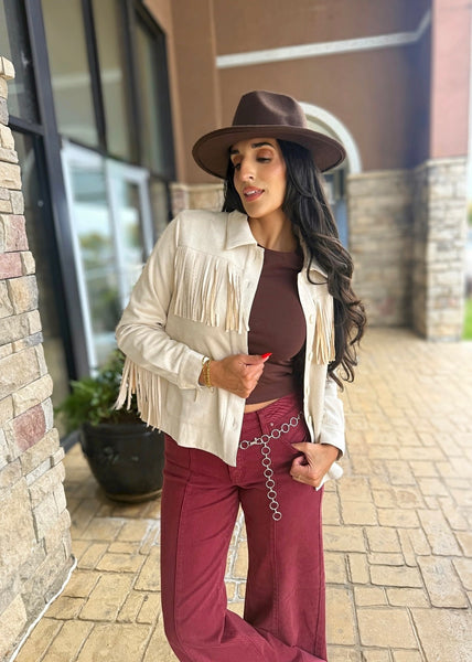 Country Girl Ivory Suede Fringe Jacket