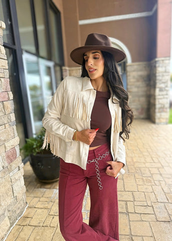 Country Girl Ivory Suede Fringe Jacket