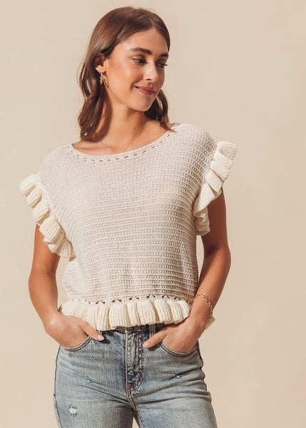 Sweet Charmer Lightweight Off White Knit Sweater