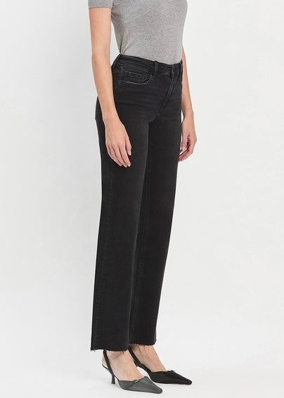 Anna Black Washed Slim Wide Denim