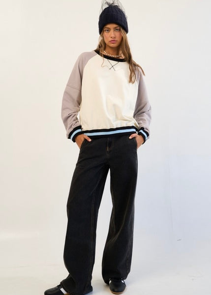 Before Too Long Ivory/Multi Crew Neck