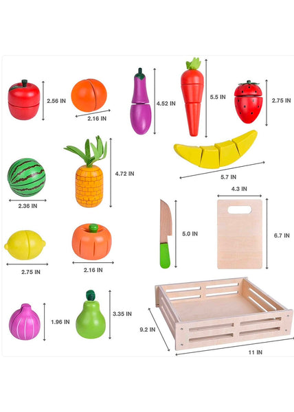 35 PCs Wooden Pretend Play Food for Kids Kitchen