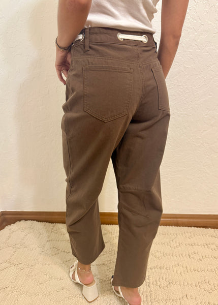 Let It Be Brown Barrel Jeans