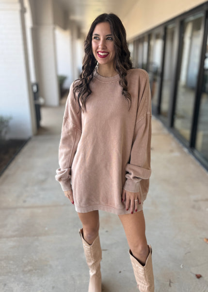 Buying Time Taupe Oversized Sweatshirt
