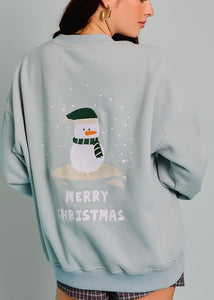 "Merry Christmas" Blue Snowman Sweatshirt