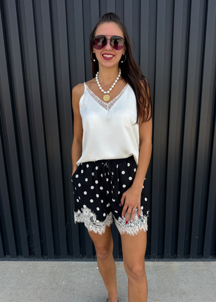 Made You Look Polka Dot Lace Shorts