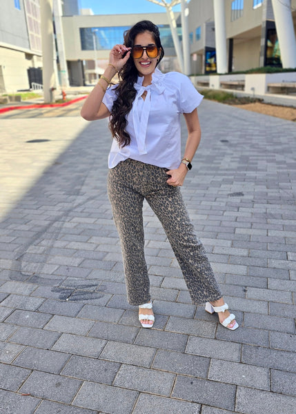 Not Waiting White Collared Tie Top