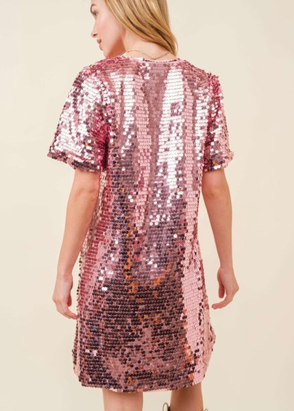 A Night Out Pink Sequin Dress