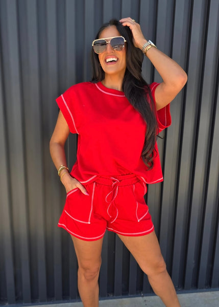 Cheering Section Red 2Pc Short & Top Set