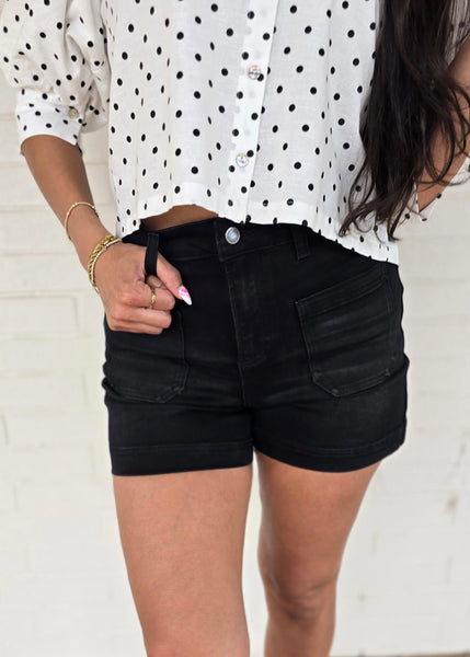 So True Black Denim Shorts