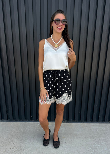 Made You Look Polka Dot Lace Shorts