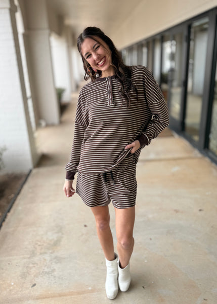 Taking Time Striped 2pc Shorts Set