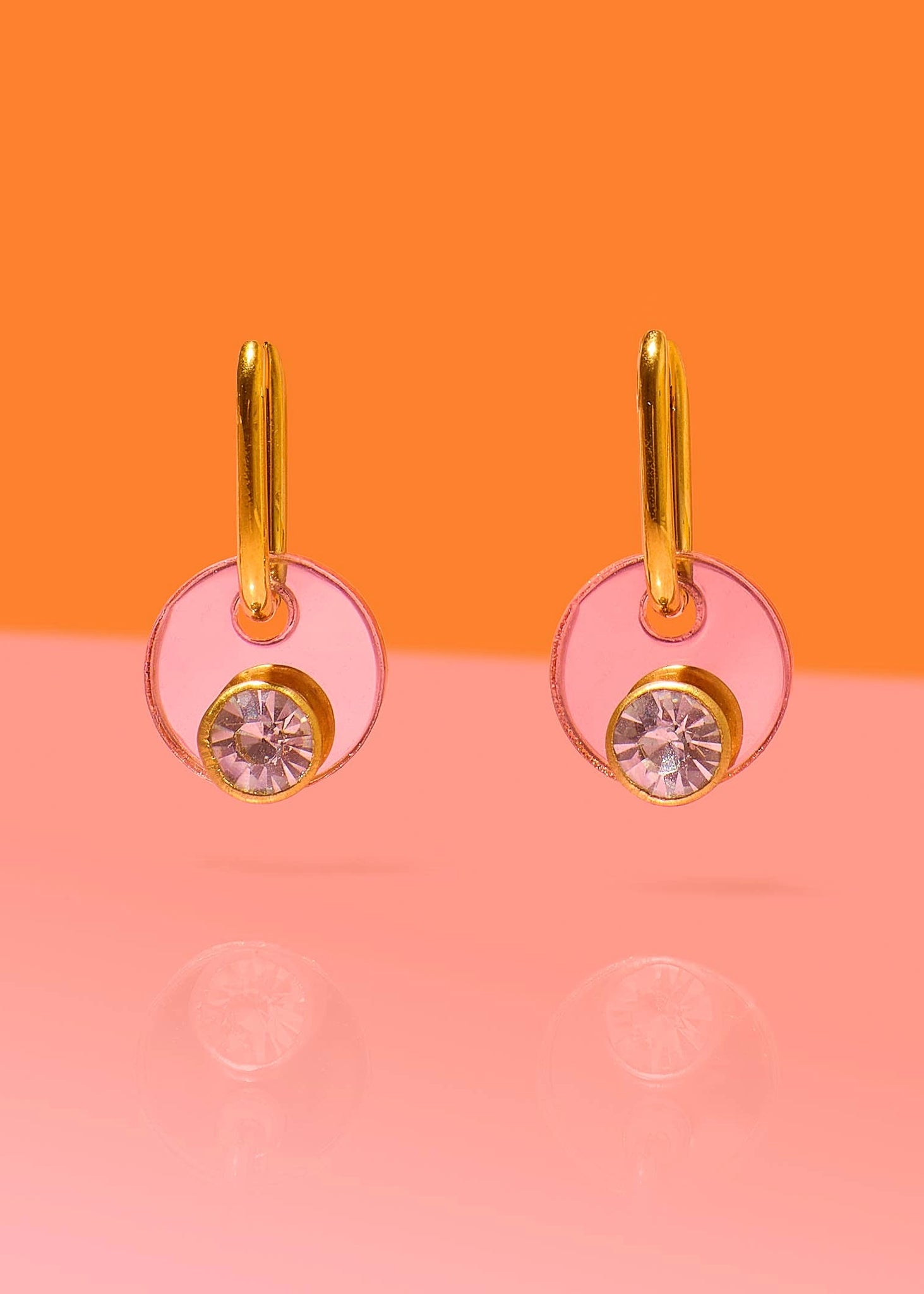 Deco Glam Medallion Oval Hoops: Rose Gold + Bling