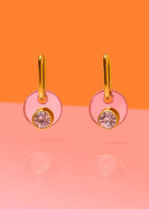 Deco Glam Medallion Oval Hoops: Rose Gold + Bling