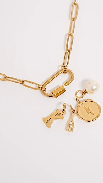 Gold Paperclip Carabiner Necklace