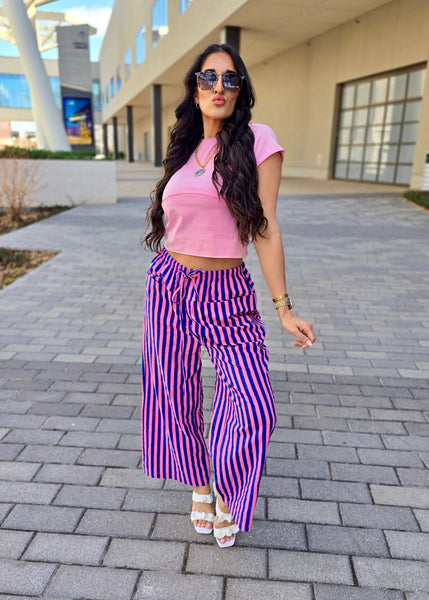 More Passion Blue/Pink Striped Pants