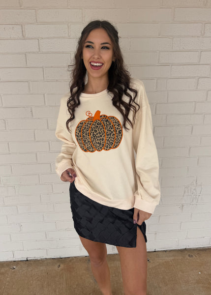 Falling Into Pumpkin Season Cream Long Sleeve Top