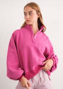 Snuggles & Cuddles Collared Fuchsia Sweatshirt