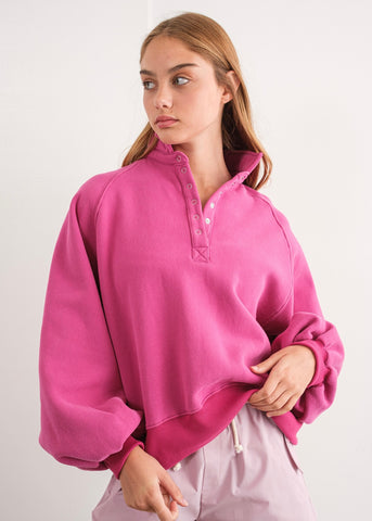 Snuggles & Cuddles Collared Fuchsia Sweatshirt