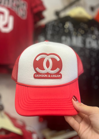 Crimson & Cream CC Patch Trucker Hat - Red