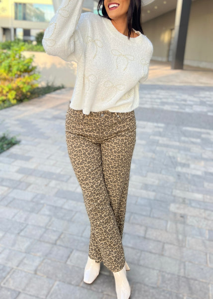 Wild And Free Leopard Print Wide Leg Pants