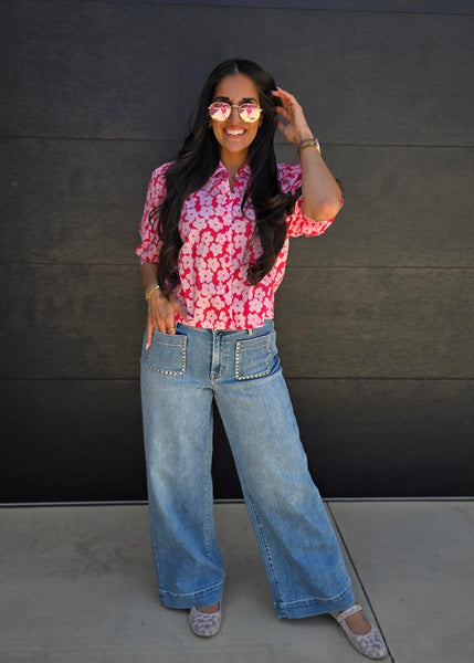 On The Bright Side Pink Floral Top