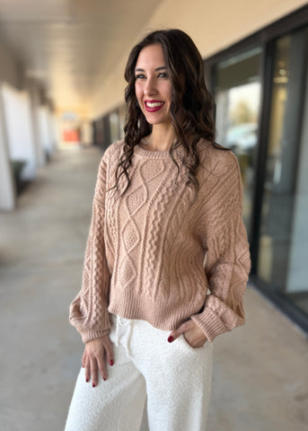 The Beat Goes On Taupe Sweater