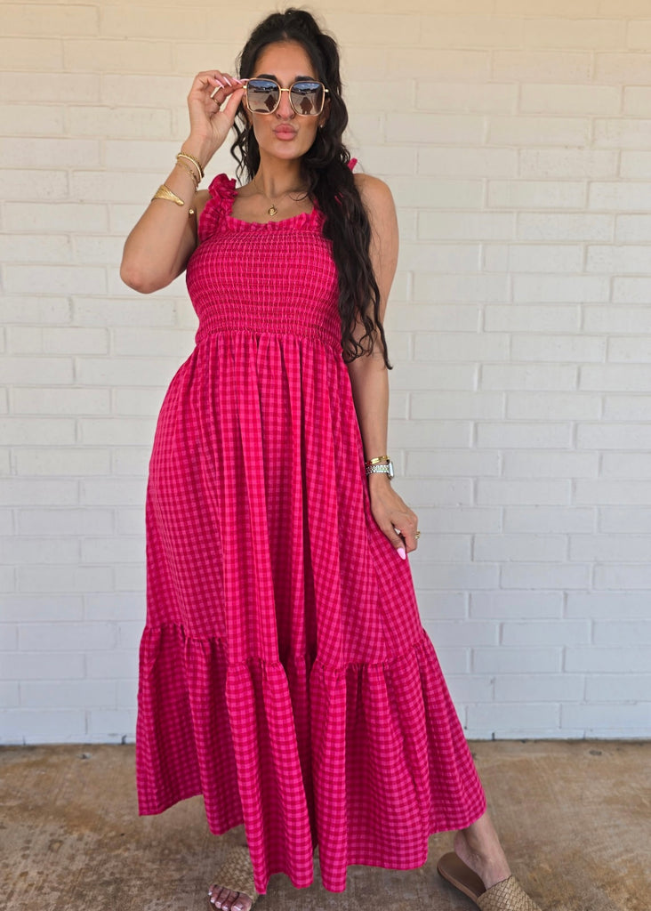 red gingham maxi dress Let It Be Pink & Red Gingham Maxi Dress – Pink Attitude Boutique