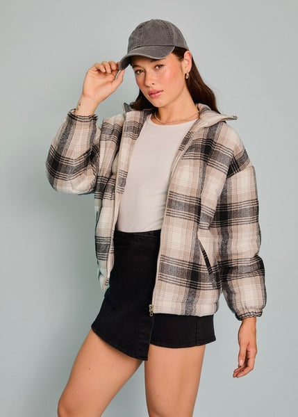 Winter Love Padded Plaid Jacket