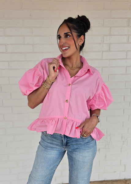 Let There Be Sunshine Pink Baby Doll Top