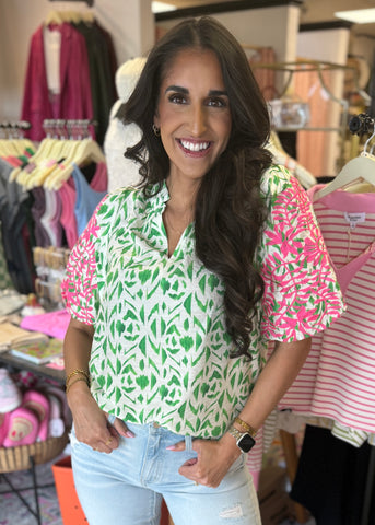 A Mothers Love Bubble Sleeve Print Top