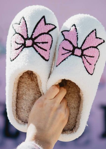 Light Pink Bows Coquette Women's Slippers