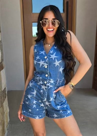 Seeing Stars Denim Romper