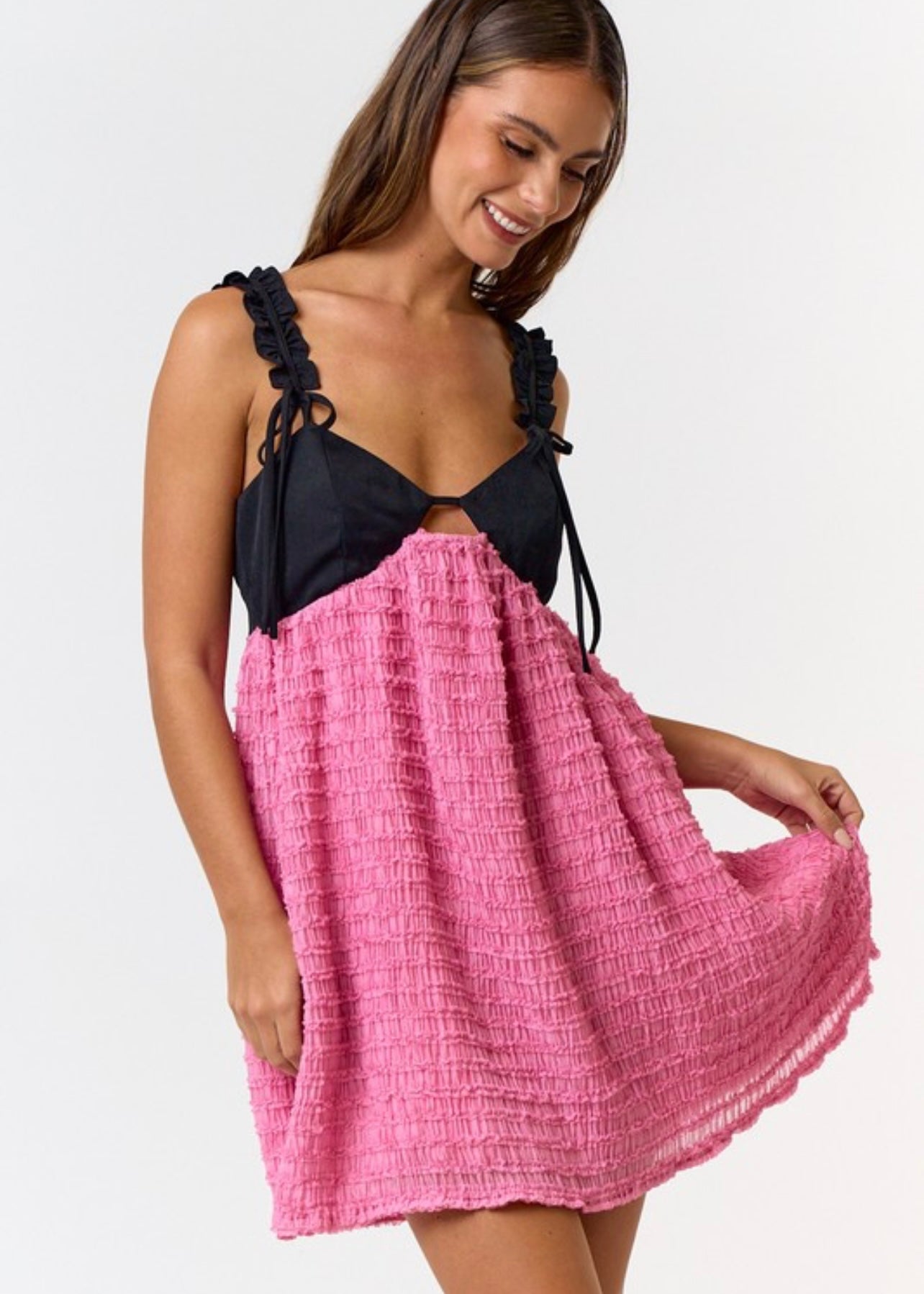 Good Vibrations Pink and Black Mini Dress