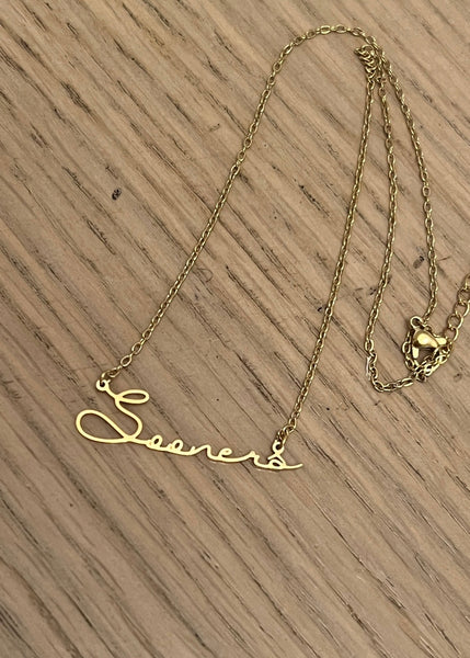Oklahoma Sooners Gold Script Necklace