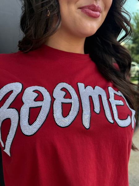 Boomer Sequin Crimson Stadium Tee