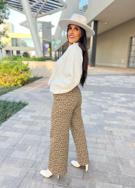 Wild And Free Leopard Print Wide Leg Pants