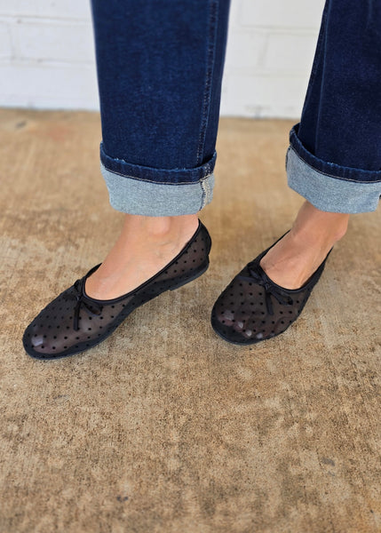 Matisse Jerzy Black Dot Mesh Ballet Flat