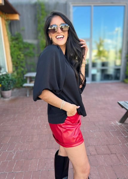 Moonlight Stroll Black Puff Sleeve Blouse