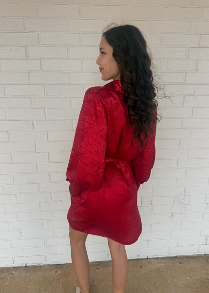 Made You Look Red Button Up Mini Dress