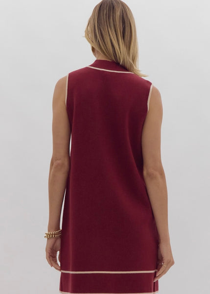 Forever Fabulous Merlot Sleeveless Sweater Dress