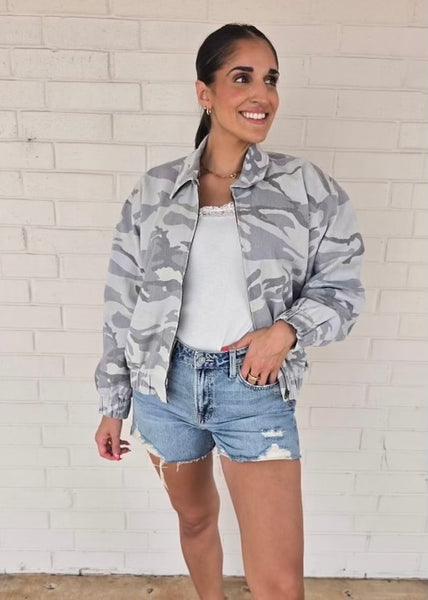 The Harper Washed Camo Bomber Jacket